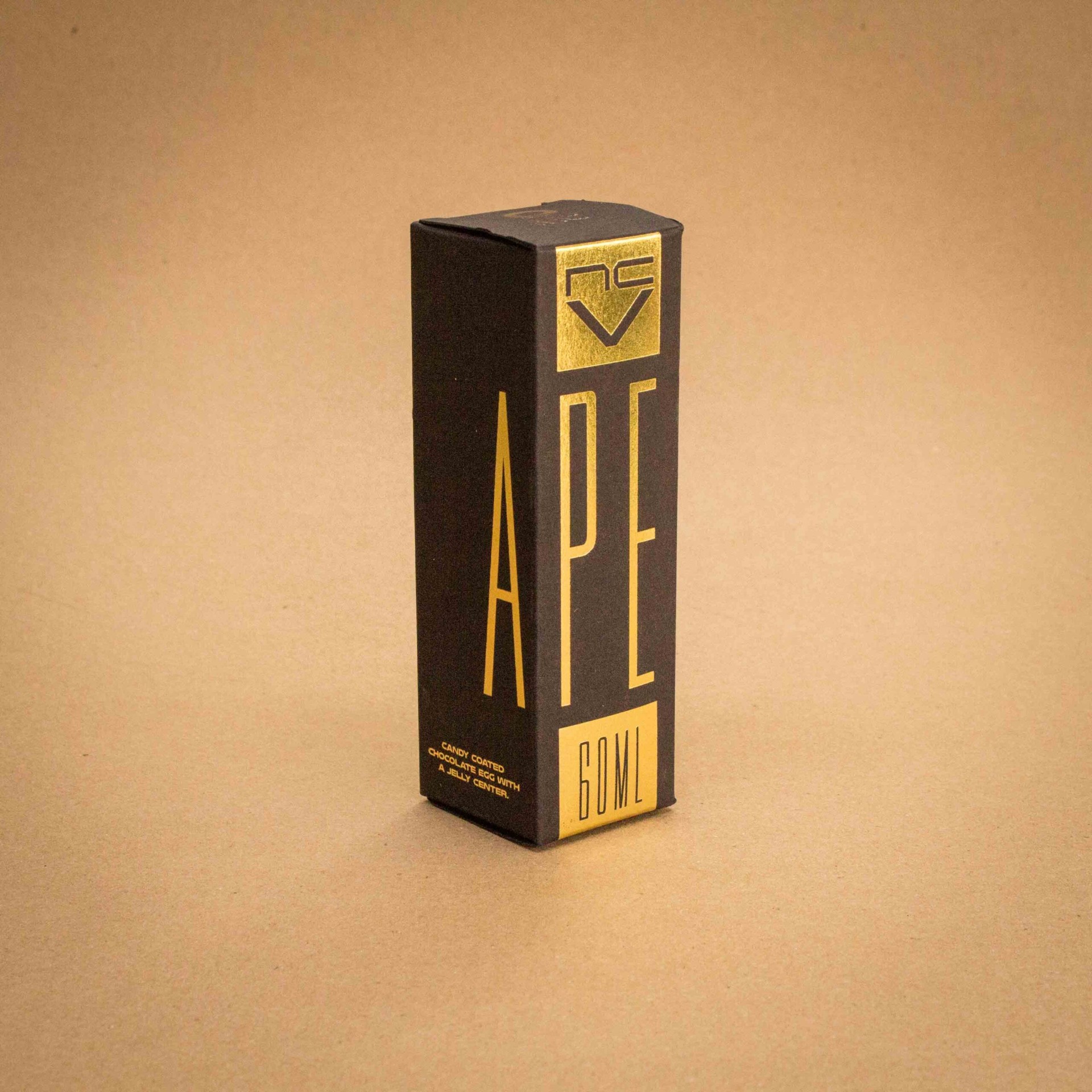 Northern Craft Vapes APE 60ml vape juice folding carton in matte black with gold foil Northern Craft Vapes APE 60ml vape juice folding carton in matte black with gold foil